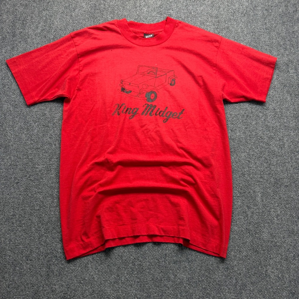 Best King Midget Microcar Graphic T-Shirt Mens Large Red Vintage Style Tee